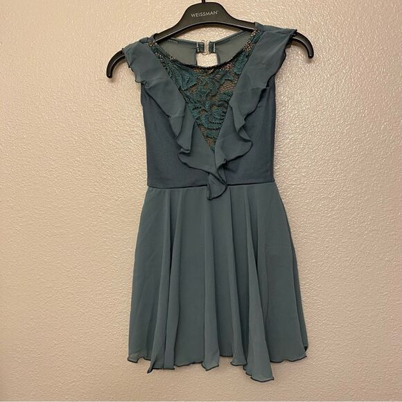 WEISSMAN Dance Costume lyrical I Want To Write You Song 10849 Sage green IC 7/8 - Picture 2 of 9